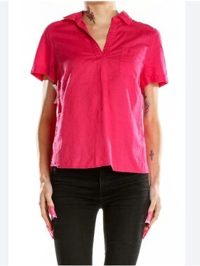 J. Crew Hot Pink Short-Sleeve Button-Down Shirt